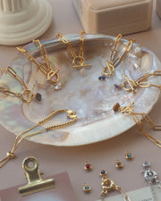 Crystal & Stone - Gold Vermeil Toggle Bracelets (waterproof)防水物料